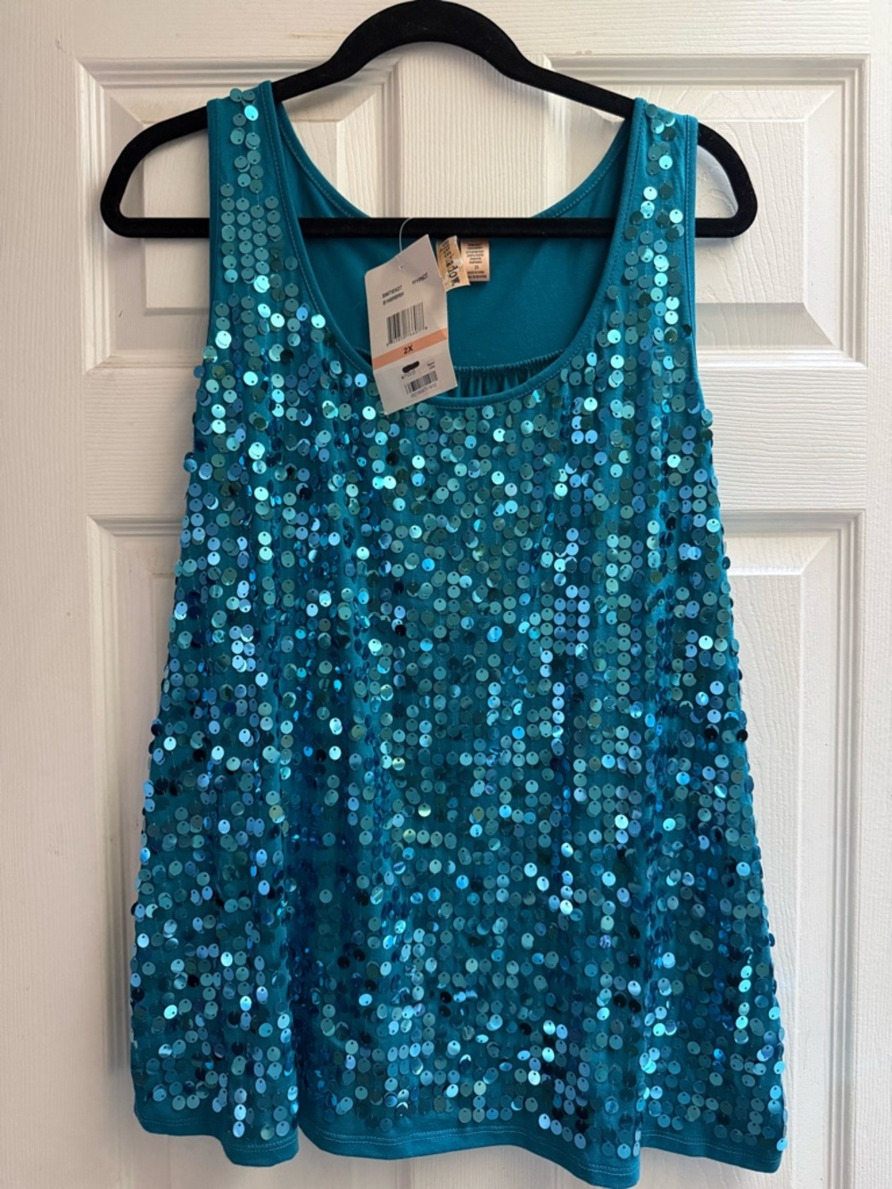 Eyeshadow Turquoise Sequin Tank Top